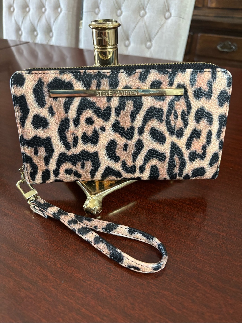 Steve Madden Leopard Print Zip Around Wallet Wristlet - Clutch Purse